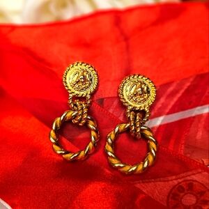 Vintage Gold-Tone Twisted Rope Earrings